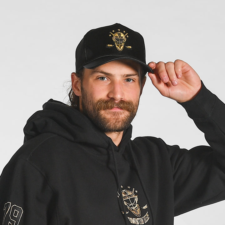 Edmonton Oilers Mitchell & Ness Golden Egg Black Satin A-Frame Snapback Hat