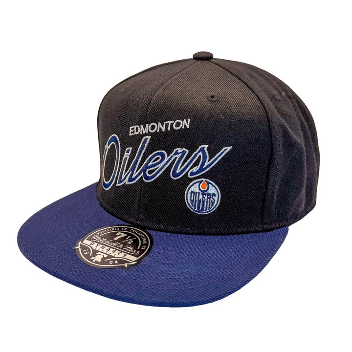 Edmonton Oilers Mitchell & Ness Team Script Black Fitted Hat