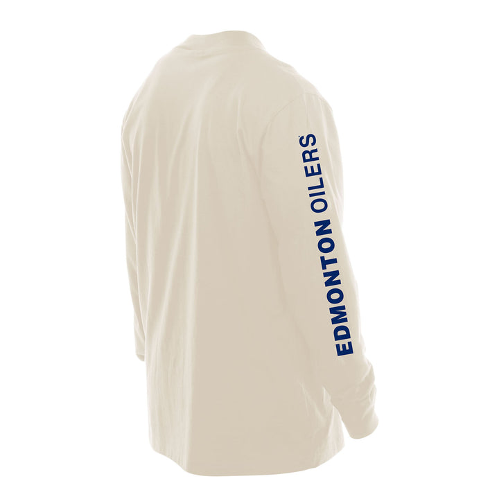 Edmonton Oilers New Era Alternate Logo Cream Mock Fleece Long Sleeve Shirt
