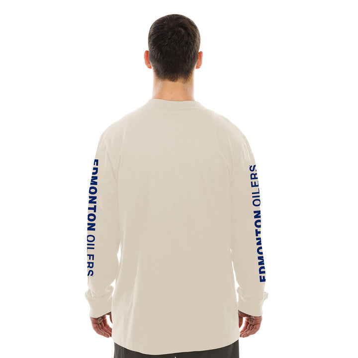 Edmonton Oilers New Era Alternate Logo Cream Mock Fleece Long Sleeve Shirt