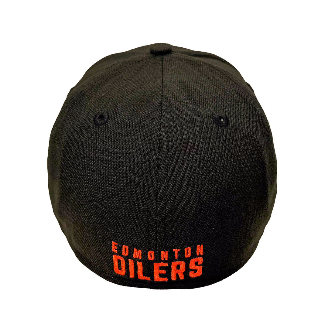 Edmonton Oilers New Era Black 39THIRTY Flex Hat - Orange/White Logo