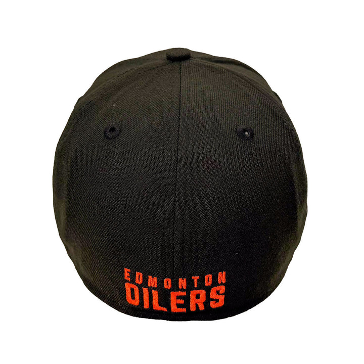 Edmonton Oilers New Era Black 39THIRTY Flex Hat - Orange/White Logo