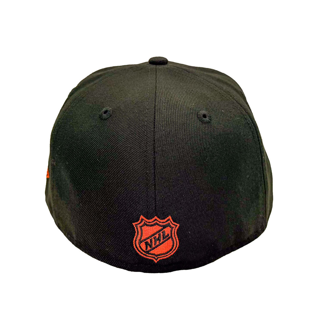 Edmonton Oilers New Era Black 59FIFTY Fitted Hat - Black/Orange Logo
