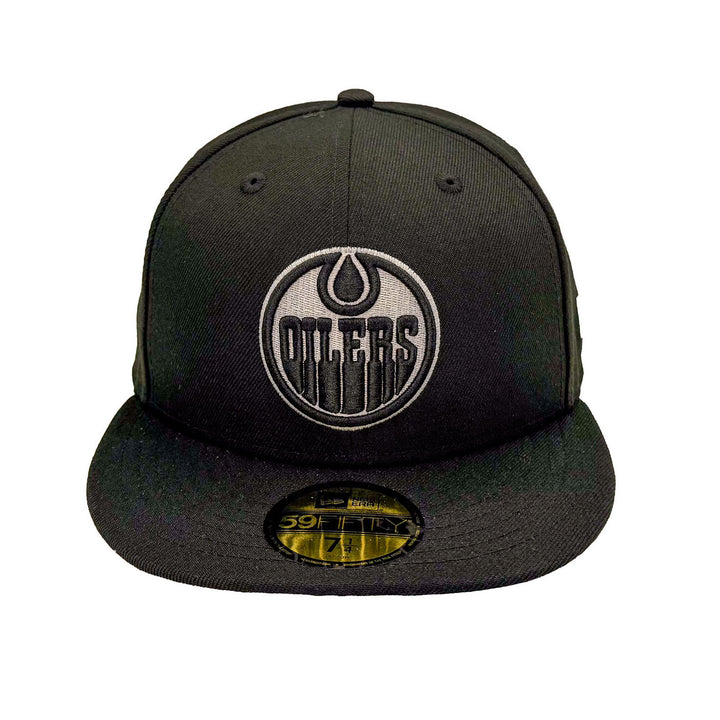 Edmonton Oilers New Era Black 59FIFTY Fitted Hat - Black/White Logo