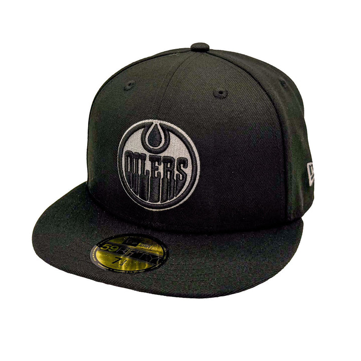 Edmonton Oilers New Era Black 59FIFTY Fitted Hat - Black/White Logo