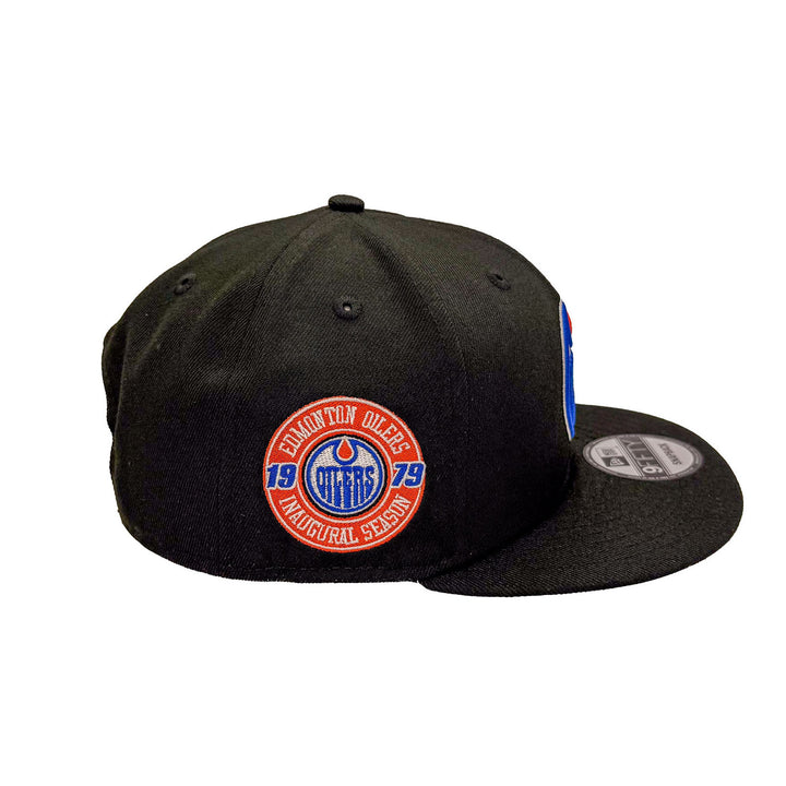 Edmonton Oilers New Era Black 9FIFTY Inaugural Season Patch Snapback Hat