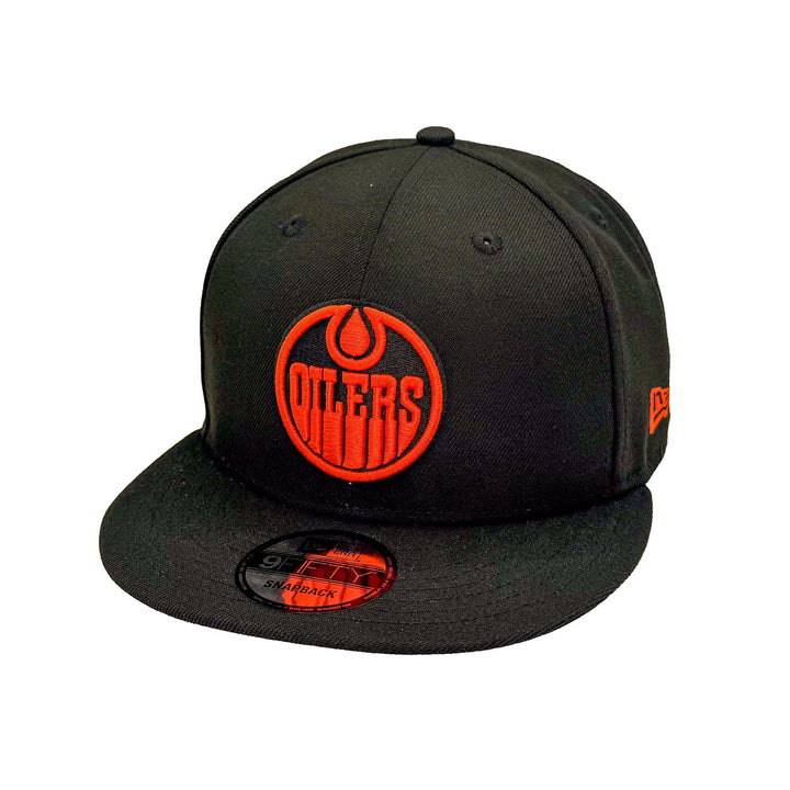 Edmonton Oilers New Era Black 9FIFTY Snapback Hat - Orange/Black Logo