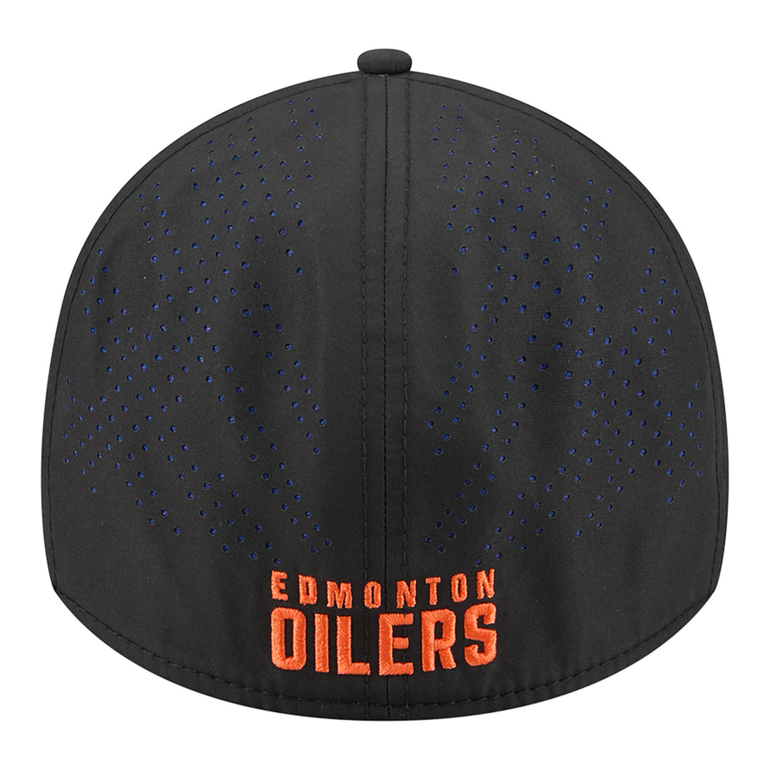 Edmonton Oilers New Era Black "Night" 39THIRTY Flex Hat - Black/Blue/Orange Logo