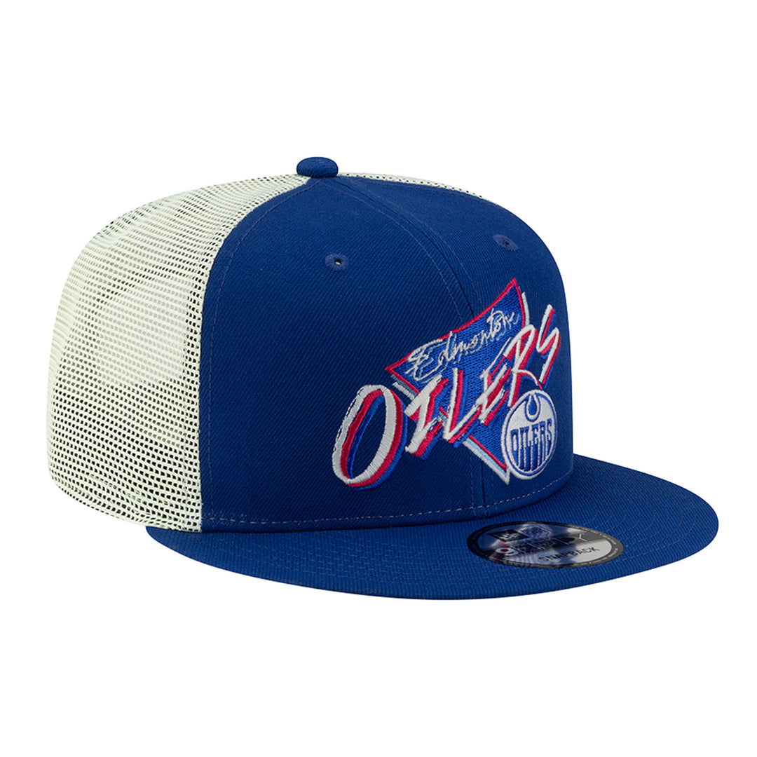 Edmonton Oilers Youth New Era Blue 9FIFTY Trend Glow Graphic Mesh Snapback Hat