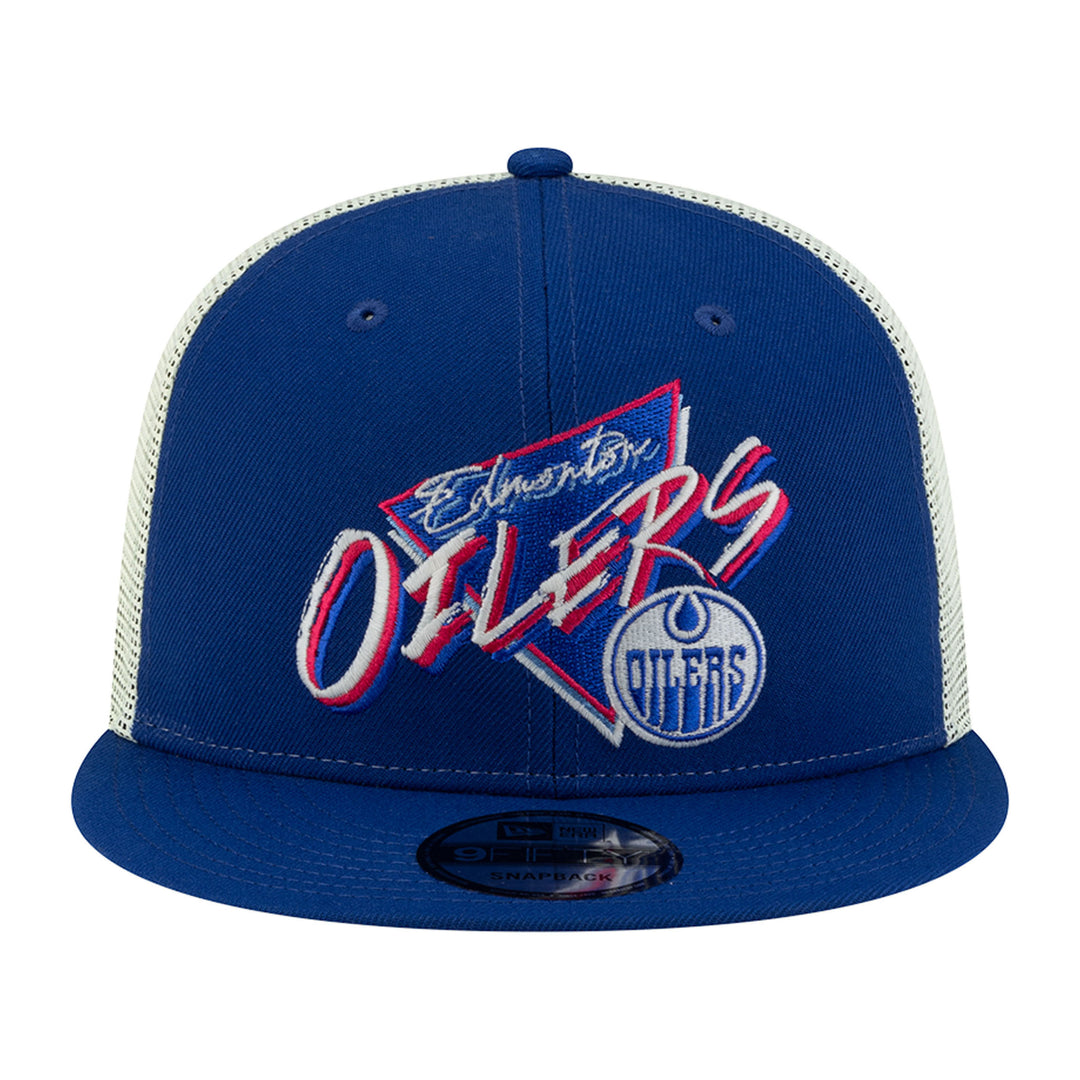 Edmonton Oilers Youth New Era Blue 9FIFTY Trend Glow Graphic Mesh Snapback Hat