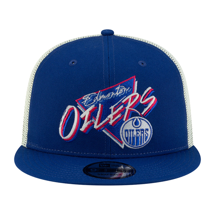 Edmonton Oilers Youth New Era Blue 9FIFTY Trend Glow Graphic Mesh Snapback Hat