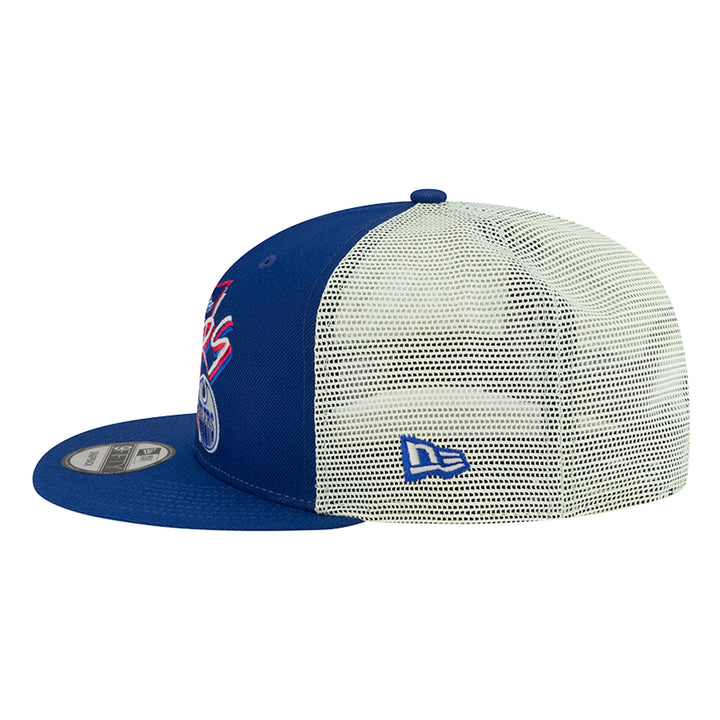 Edmonton Oilers Youth New Era Blue 9FIFTY Trend Glow Graphic Mesh Snapback Hat