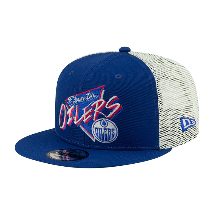 Edmonton Oilers Youth New Era Blue 9FIFTY Trend Glow Graphic Mesh Snapback Hat