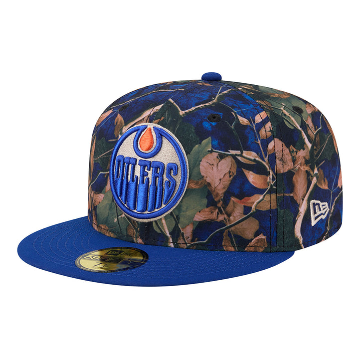 Edmonton Oilers New Era Blue Leaves 59FIFTY Fitted Hat