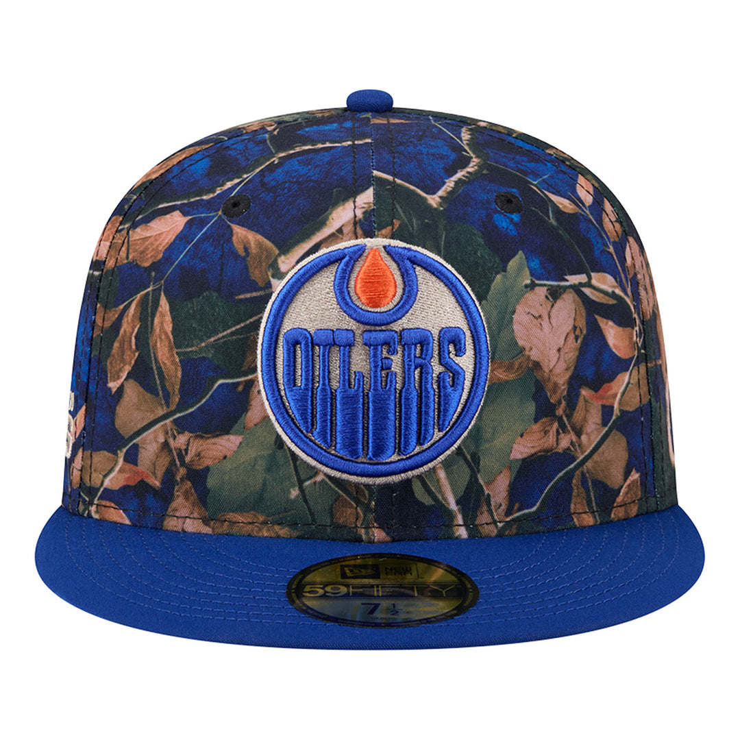 Edmonton Oilers New Era Blue Leaves 59FIFTY Fitted Hat
