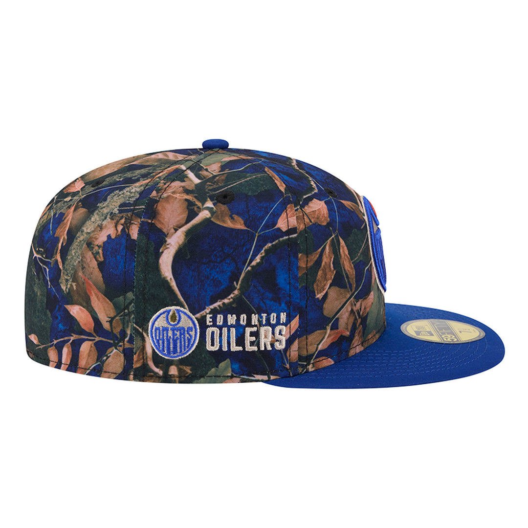 Edmonton Oilers New Era Blue Leaves 59FIFTY Fitted Hat