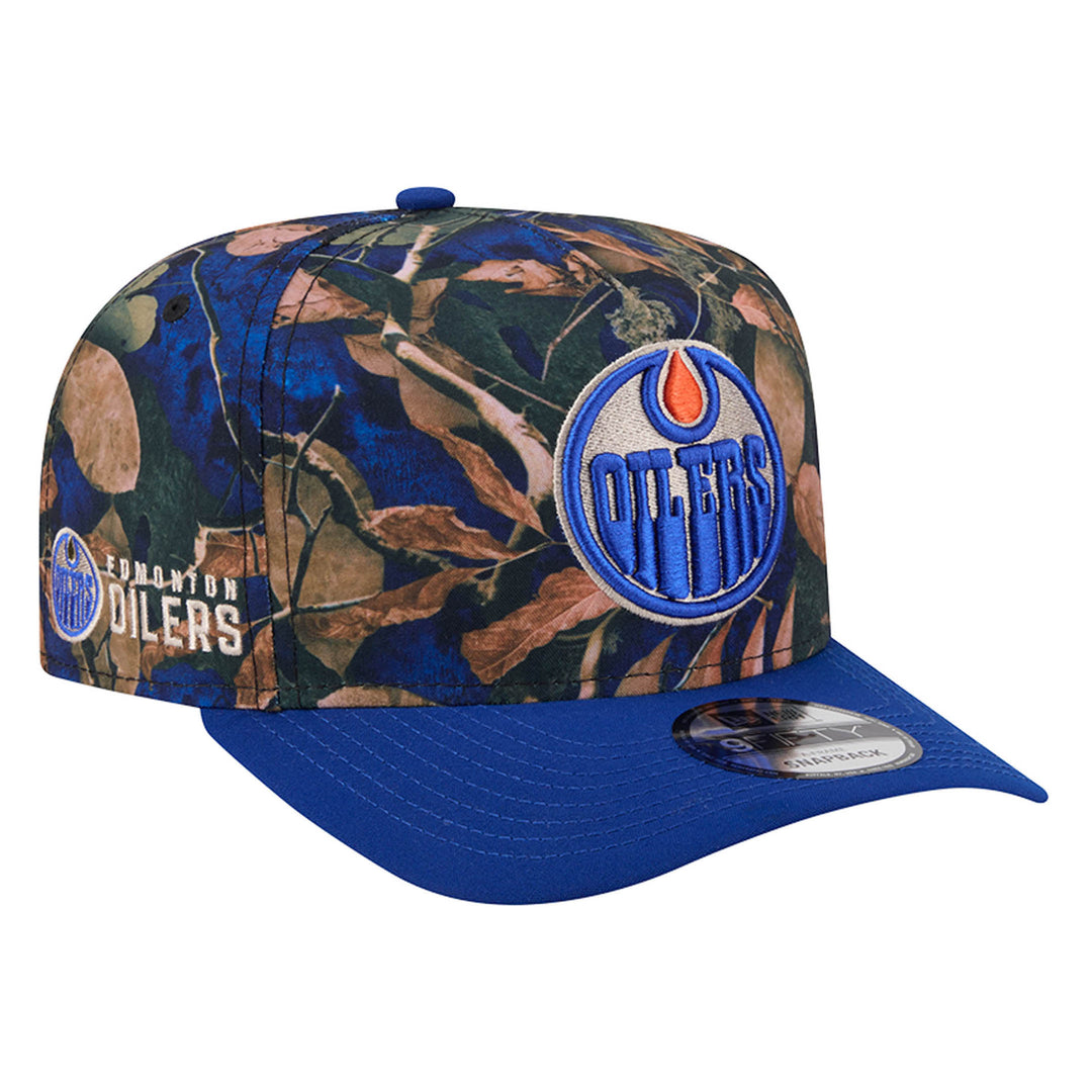 Edmonton Oilers New Era Blue Leaves 9FIFTY A-Frame Snapback Hat