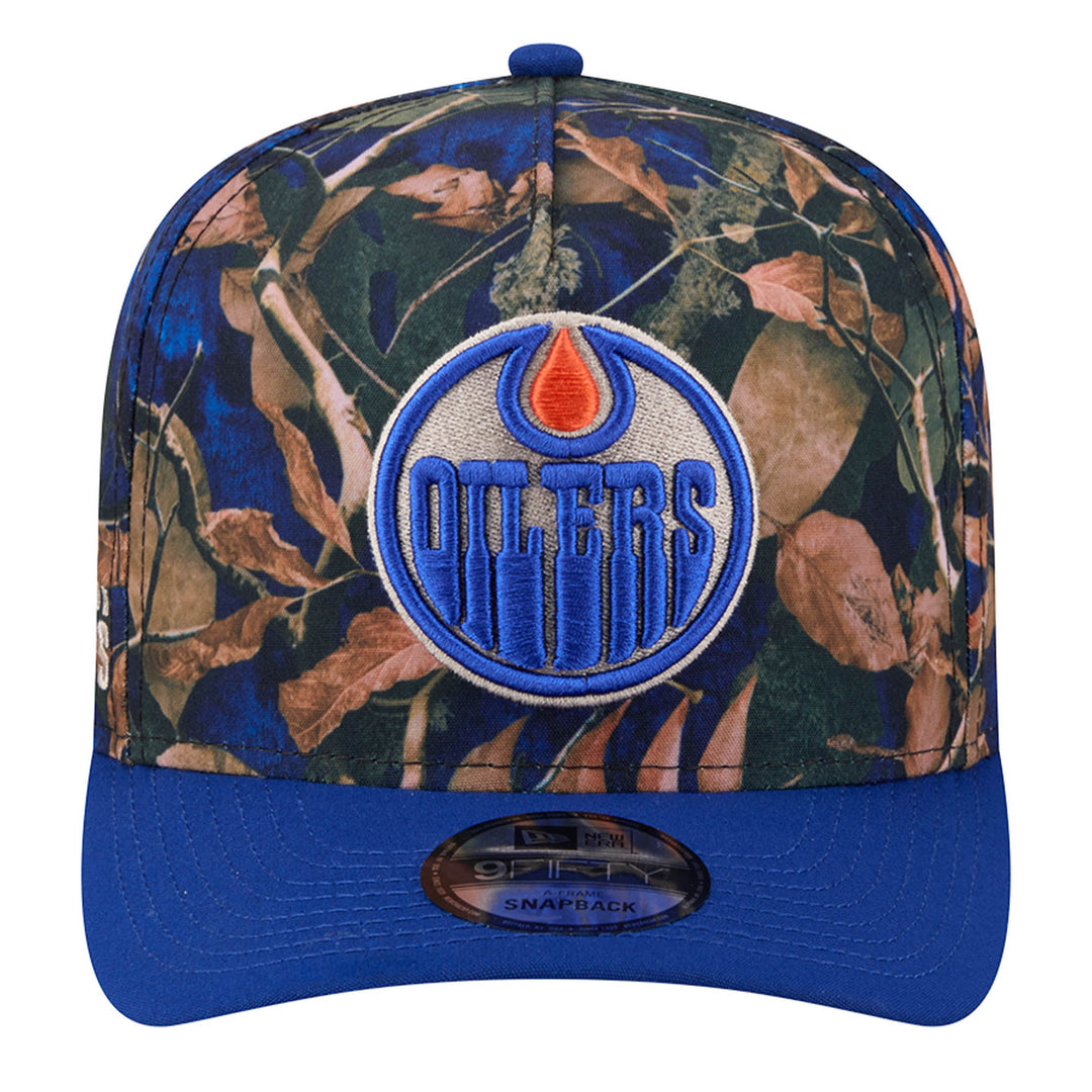 Edmonton Oilers New Era Blue Leaves 9FIFTY A-Frame Snapback Hat