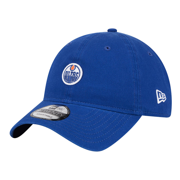 Edmonton Oilers New Era Blue Micro Home Logo 9TWENTY Adjustable Hat
