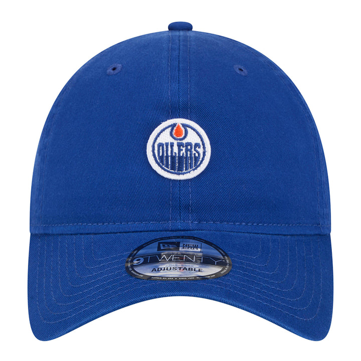 Edmonton Oilers New Era Blue Micro Home Logo 9TWENTY Adjustable Hat