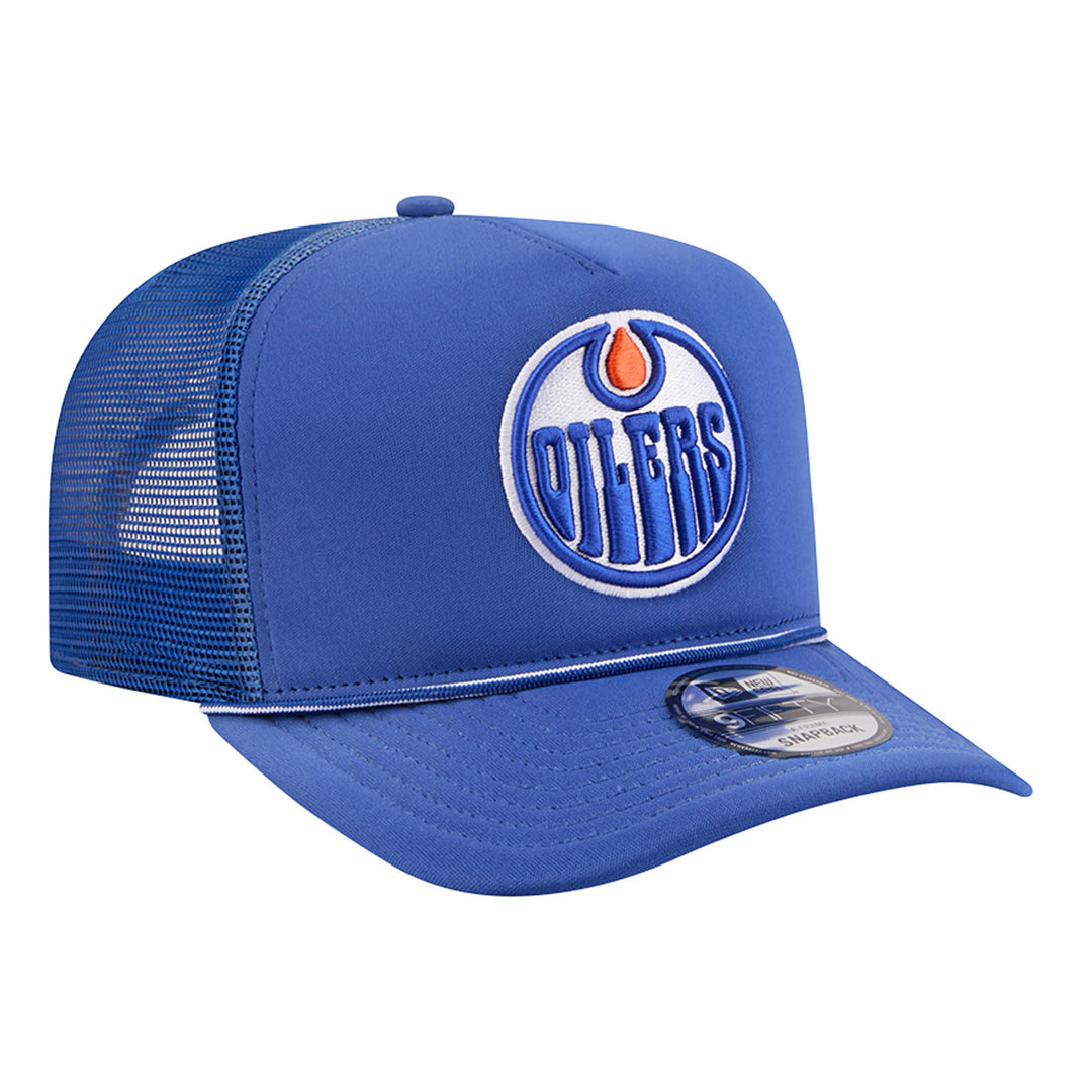 Edmonton Oilers New Era Blue Worn 9FIFTY A-Frame Mesh Snapback Hat