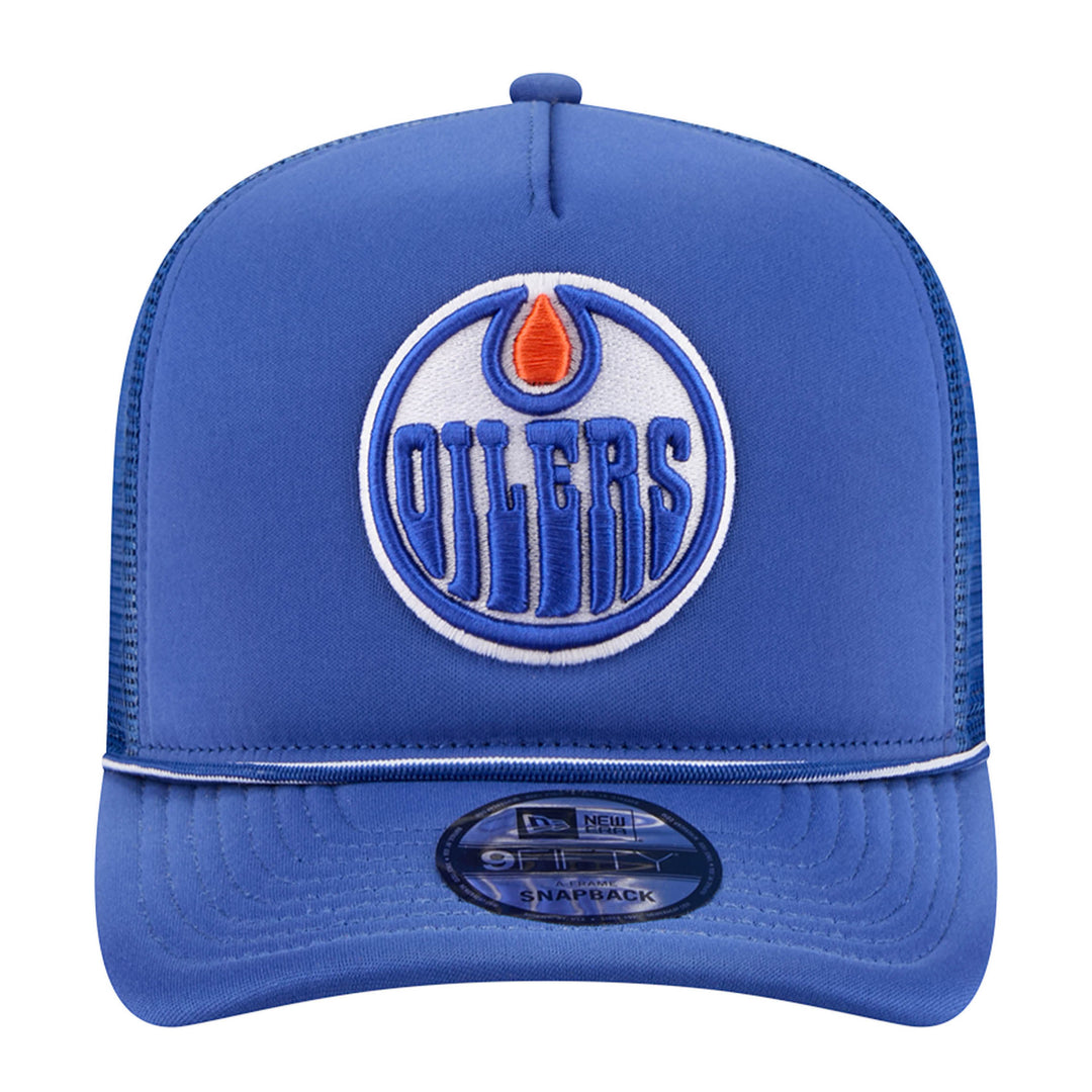 Edmonton Oilers New Era Blue Worn 9FIFTY A-Frame Mesh Snapback Hat