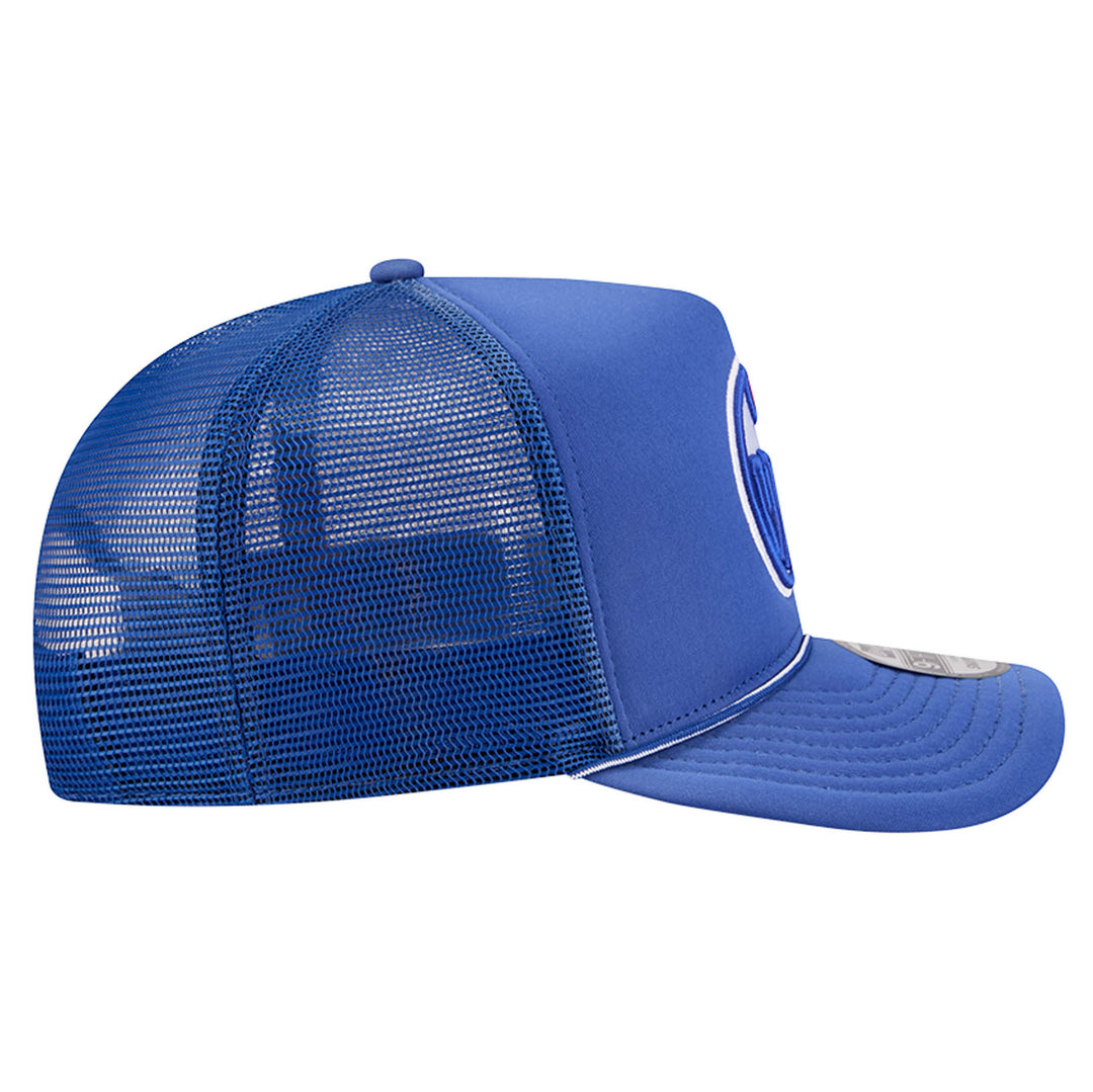 Edmonton Oilers New Era Blue Worn 9FIFTY A-Frame Mesh Snapback Hat