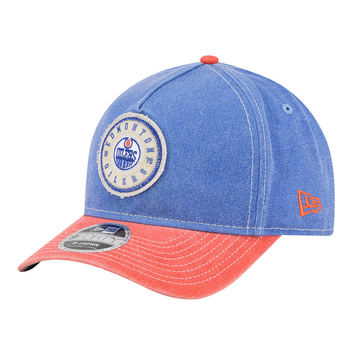 Edmonton Oilers New Era Blue & Orange Worn Denim 9FORTY M-Crown Snapback Hat