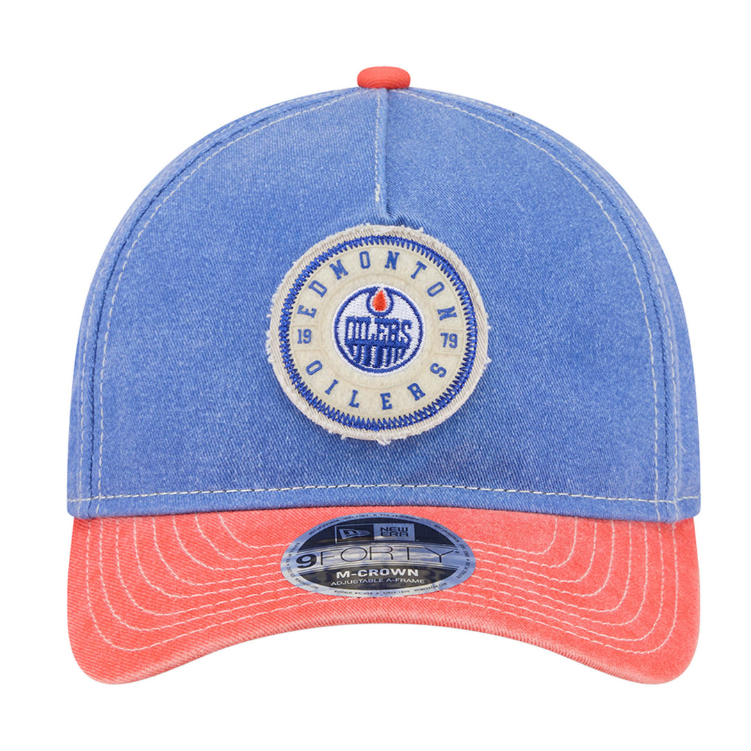 Edmonton Oilers New Era Blue & Orange Worn Denim 9FORTY M-Crown Snapback Hat