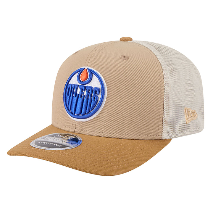 Edmonton Oilers New Era Brown 9SEVENTY Home Logo Trucker Stretch Snapback Hat