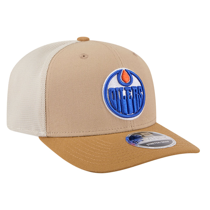 Edmonton Oilers New Era Brown 9SEVENTY Home Logo Trucker Stretch Snapback Hat