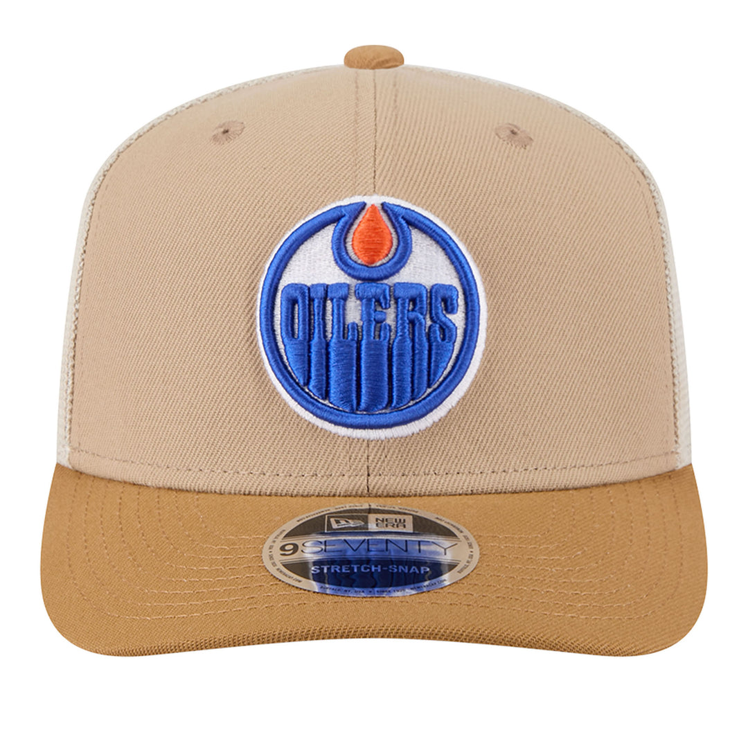 Edmonton Oilers New Era Brown 9SEVENTY Home Logo Trucker Stretch Snapback Hat