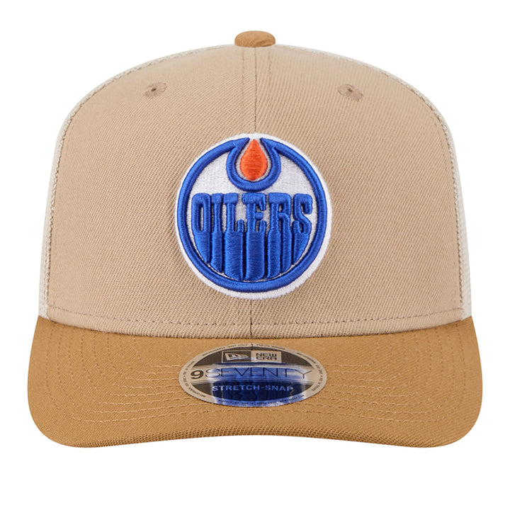 Edmonton Oilers New Era Brown 9SEVENTY Home Logo Trucker Stretch Snapback Hat