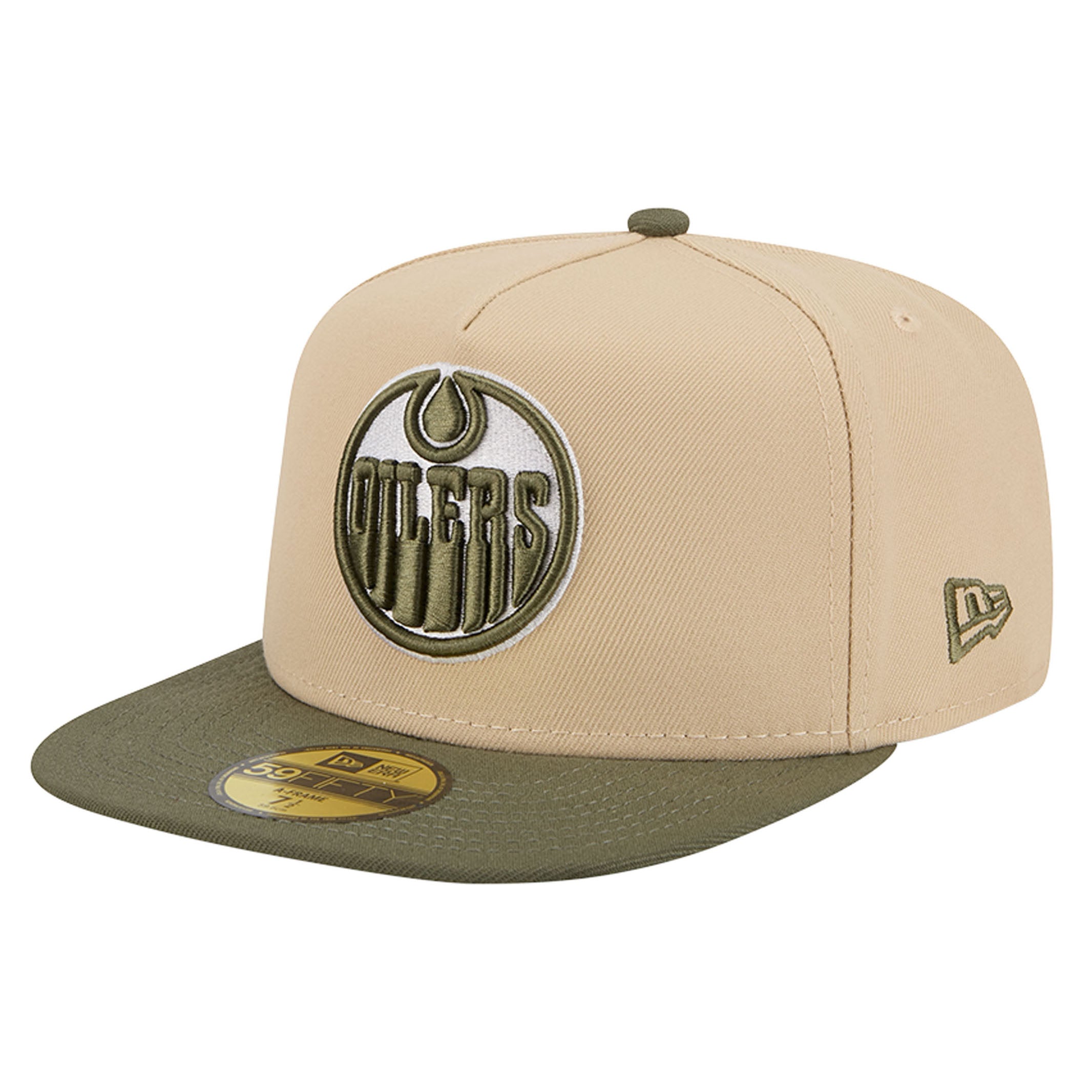 Edmonton Oilers New Era Color Pack Cream & Olive Green 59FIFTY A-Frame ...