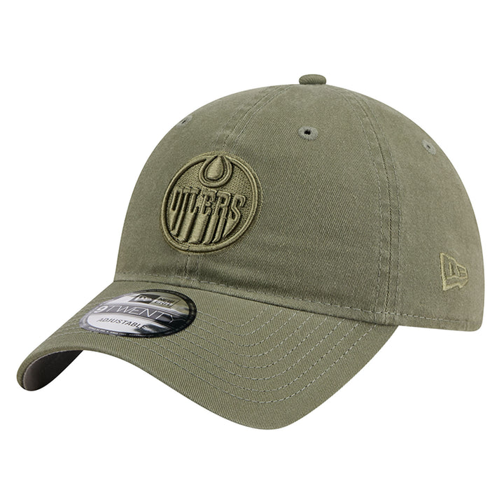 Edmonton Oilers New Era Color Pack Olive Green 9TWENTY Adjustable Hat