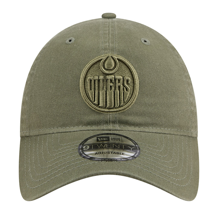 Edmonton Oilers New Era Color Pack Olive Green 9TWENTY Adjustable Hat