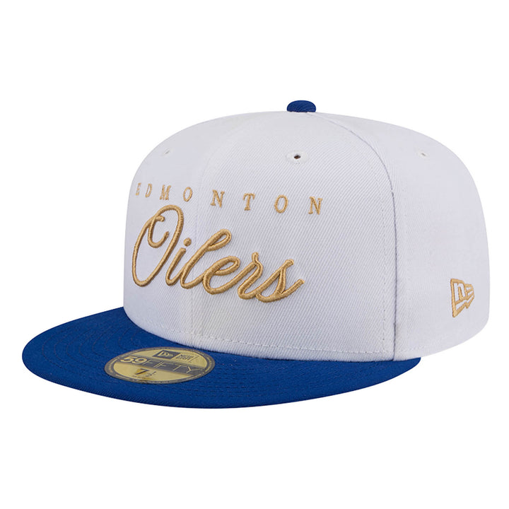 Edmonton Oilers New Era Color Pack Script White & Blue 59FIFTY Fitted Hat