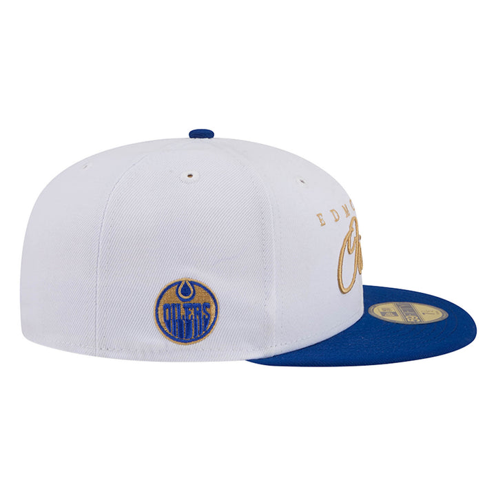 Edmonton Oilers New Era Color Pack Script White & Blue 59FIFTY Fitted Hat