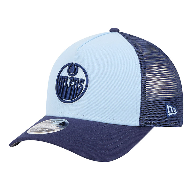 Edmonton Oilers Youth New Era Color Pack Sky Blue & Navy 9FORTY M-Crown Trucker Snapback Hat
