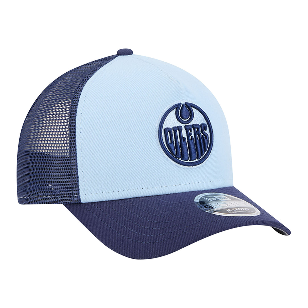 Edmonton Oilers Youth New Era Color Pack Sky Blue & Navy 9FORTY M-Crown Trucker Snapback Hat