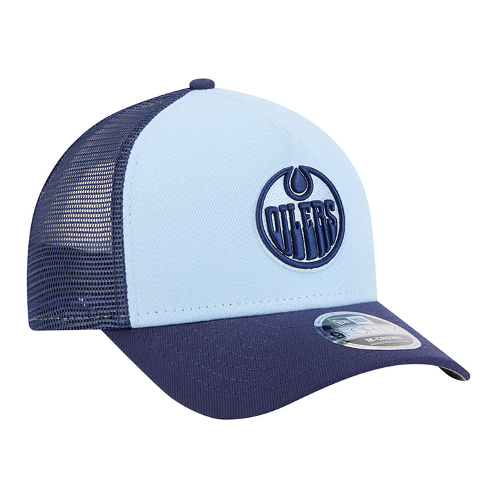 Edmonton Oilers Youth New Era Color Pack Sky Blue & Navy 9FORTY M-Crown Trucker Snapback Hat