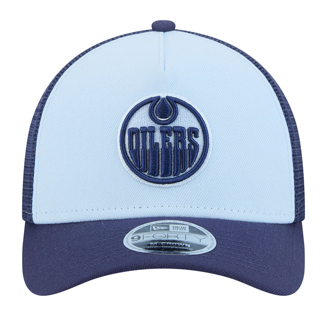 Edmonton Oilers Youth New Era Color Pack Sky Blue & Navy 9FORTY M-Crown Trucker Snapback Hat