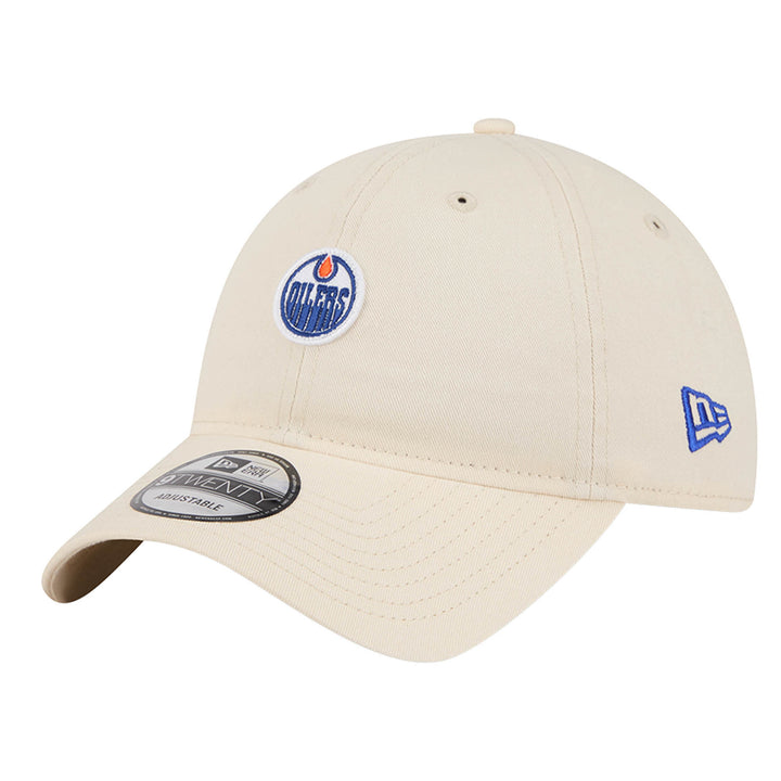 Edmonton Oilers New Era Cream Micro Home Logo 9TWENTY Adjustable Hat