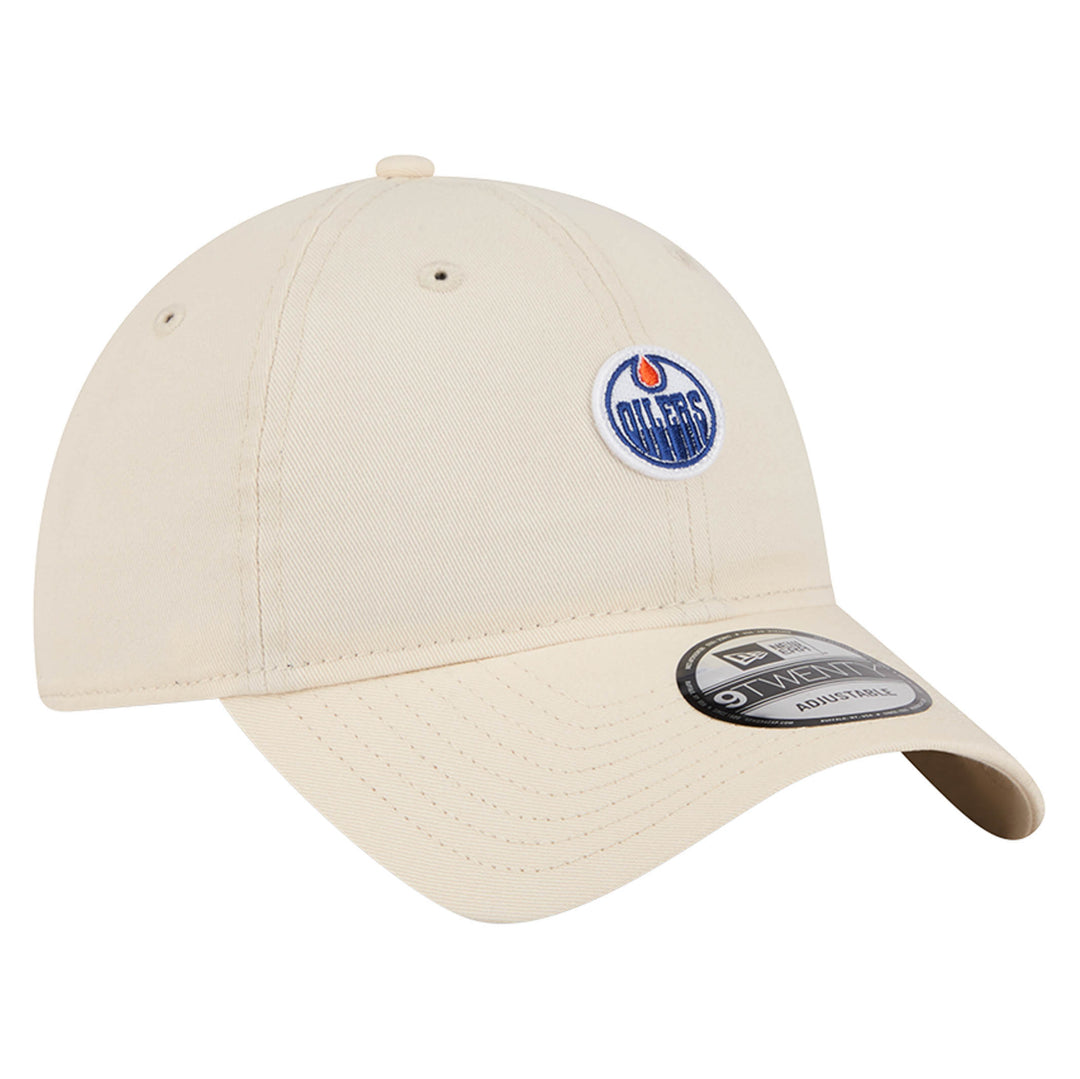 Edmonton Oilers New Era Cream Micro Home Logo 9TWENTY Adjustable Hat