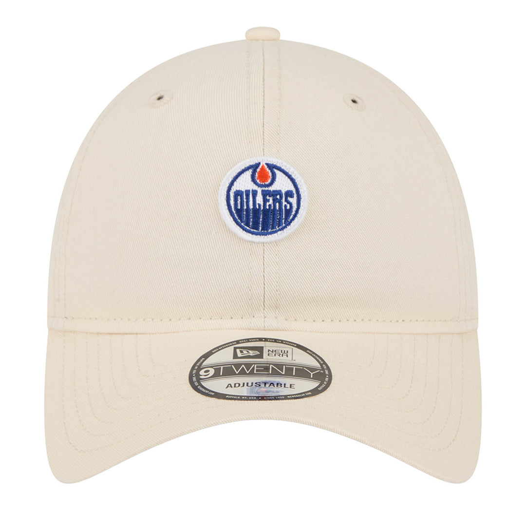 Edmonton Oilers New Era Cream Micro Home Logo 9TWENTY Adjustable Hat