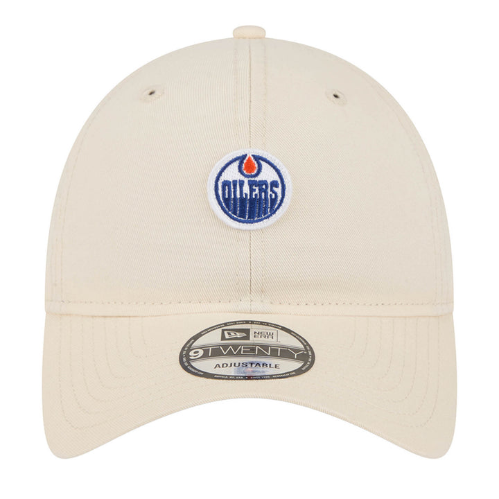 Edmonton Oilers New Era Cream Micro Home Logo 9TWENTY Adjustable Hat