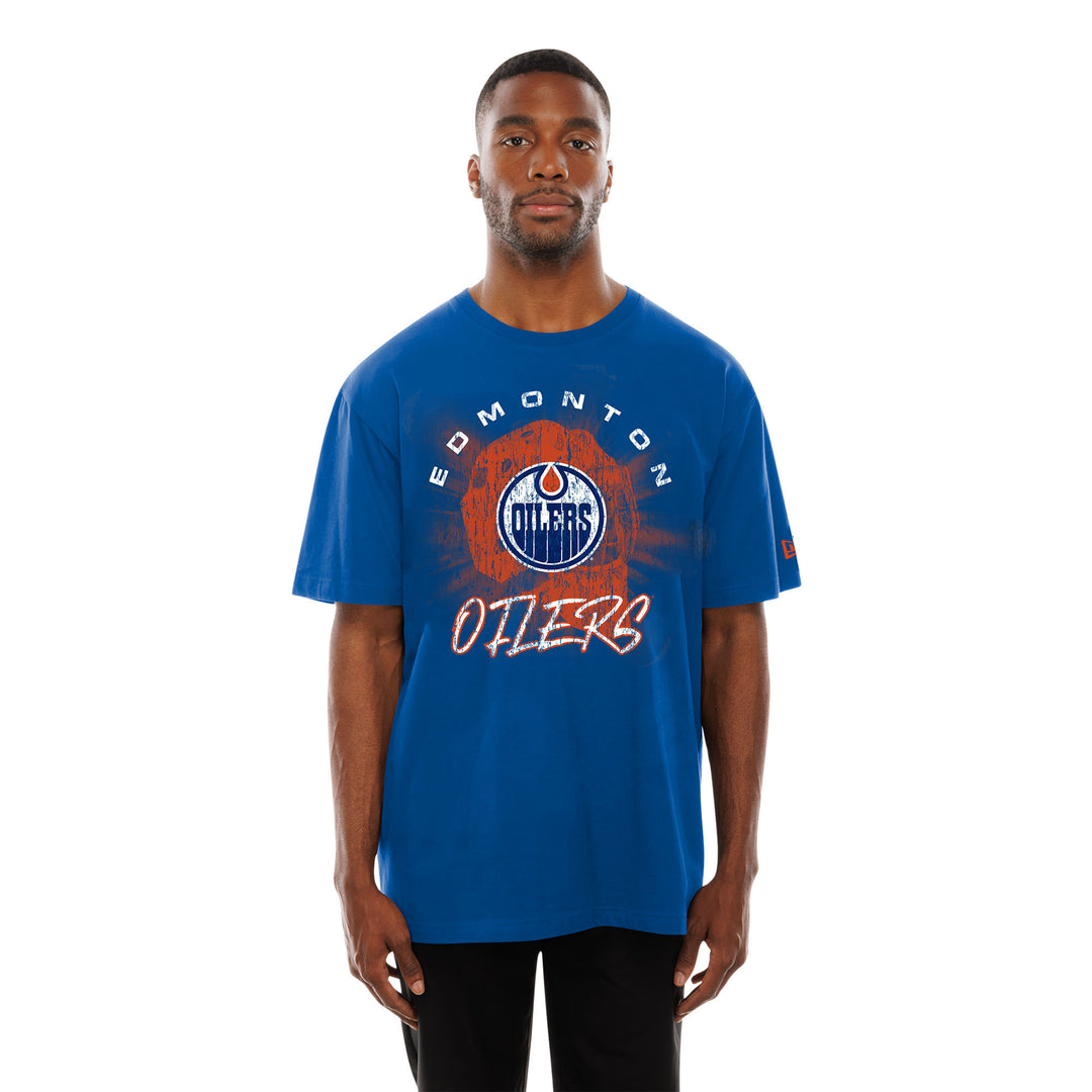 Edmonton Oilers New Era Goalie Graphic Royal Blue T-Shirt