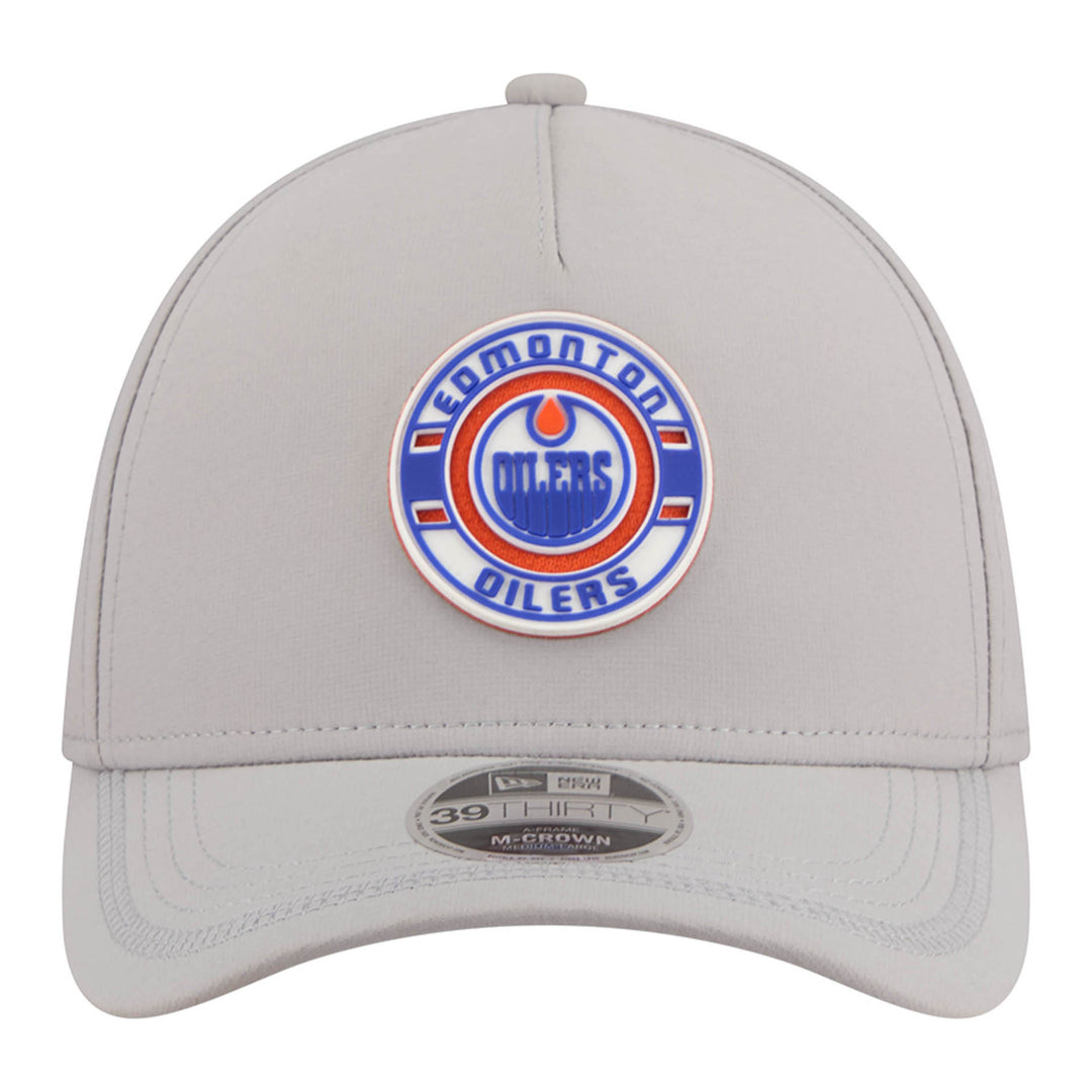 Edmonton Oilers New Era Grey Patch 39THIRTY M-Crown Flex Hat
