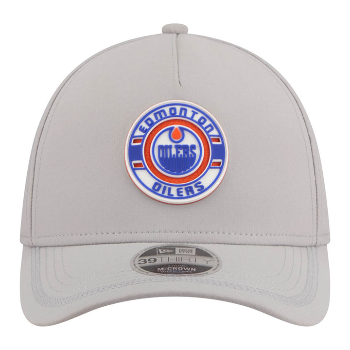 Edmonton Oilers New Era Grey Patch 39THIRTY M-Crown Flex Hat