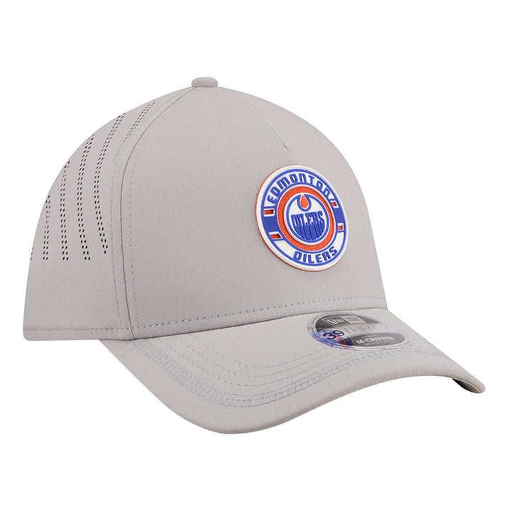 Edmonton Oilers New Era Grey Patch 39THIRTY M-Crown Flex Hat